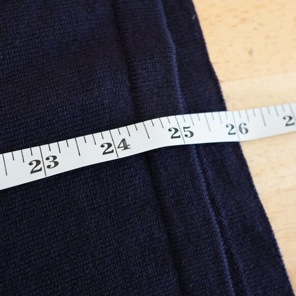 John Varvatos Luxe Merino Wool Sweater - Small - Navy Blue with Leather Elbow Pa - Picture 8 of 10